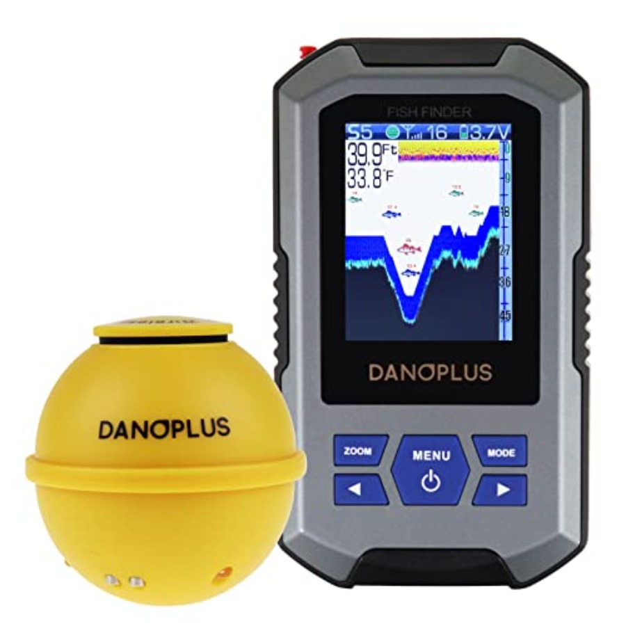 Fish Finder Castable Wireless - 大型HDディスプレイ、ワイヤレス接続対応、147フィートの深度検知、充電式バッテリー搭載のポータブル魚群探知機（ボート用）