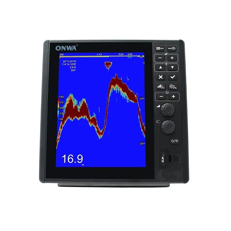 Fish Finder Transducer 200Khz - ONWA 12インチ業務用魚群探知機 1KW 2KW 高出力DSPエコーサウンダー、深海船舶用漁業ソナー 50/200KHz