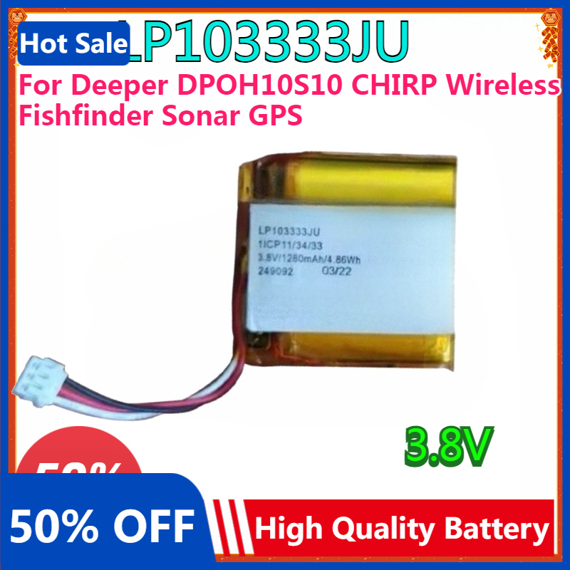Chirp Sonar Fish Finder - 新しい高品質交換可能な 1280mAh バッテリー 103333 LP103333JU Deeper