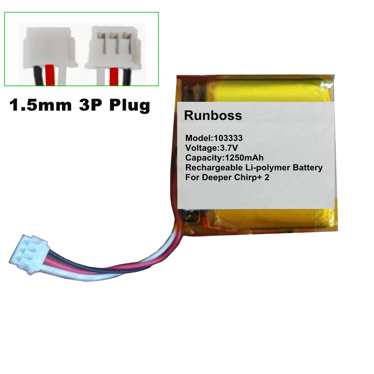 Chirp Sonar Fish Finder - 新しい 3.7V 1250mAh バッテリー Deeper Chirp