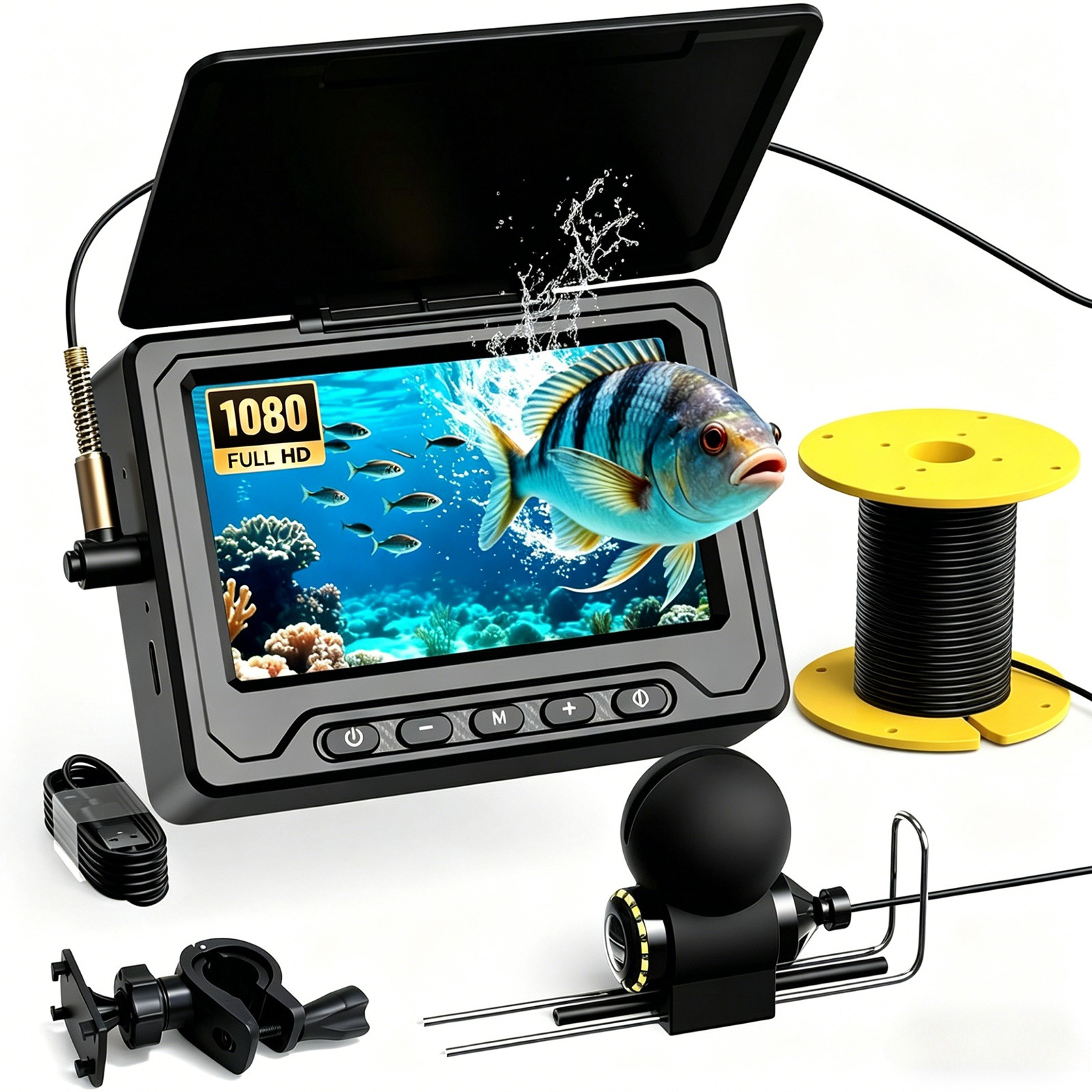 Fish Finder Kayak Portable - [1080P水中魚群カメラ 2000mAh] 4.3インチ [30 ° ~150