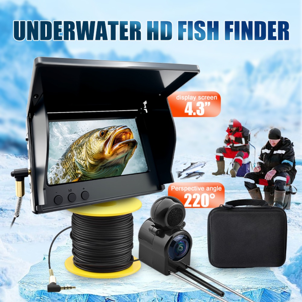 Fish Finder Ice Fishing - 5インチ水中釣りカメラ 1000TVL IP68 魚群探知機 65フィートケーブル IPSモニター