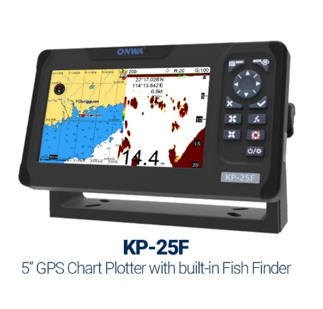 Fish Finder Transducer 200Khz - ONWA KP-25F 多機能マリンチャートプロッター、内蔵魚群探知機、デュアル周波数（50&200KHz）、トランスデューサーTD-28付き
