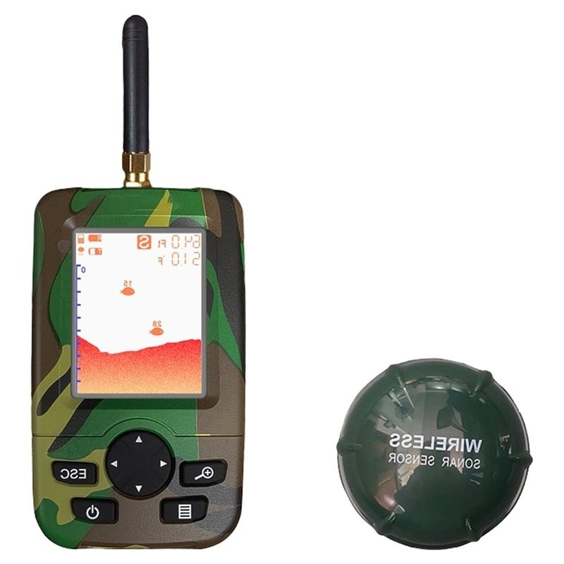 Fish Finder Kayak Portable - T22C ボート釣りアクセサリー用-A 1セット カヤック用トランスデューサー付きポータブル魚群探知機-防水、ハンドヘルドワイヤレス設計