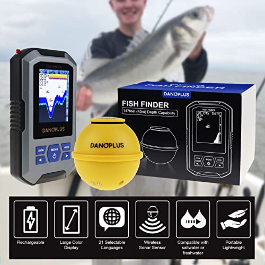 大型HDディスプレイ、ワイヤレス接続対応、147フィートの深 - Fish Finder Castable Wireless のレビューと価格