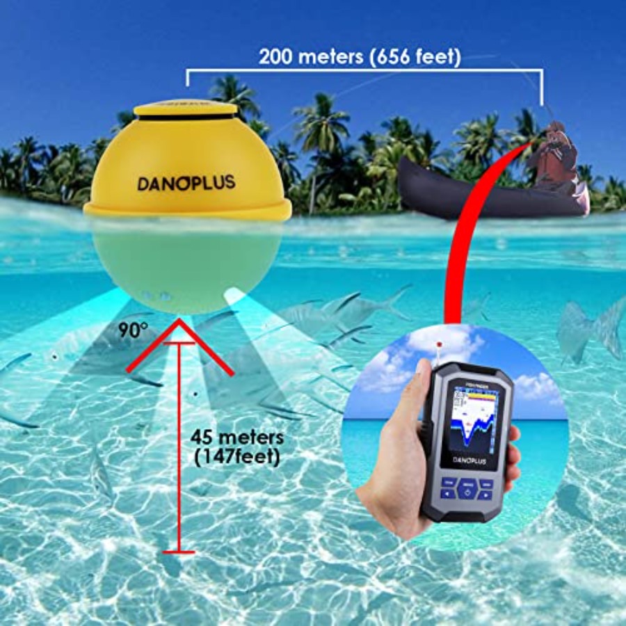大型HDディスプレイ、ワイヤレス接続対応、147フィートの深 - Fish Finder Castable Wireless のレビューと価格
