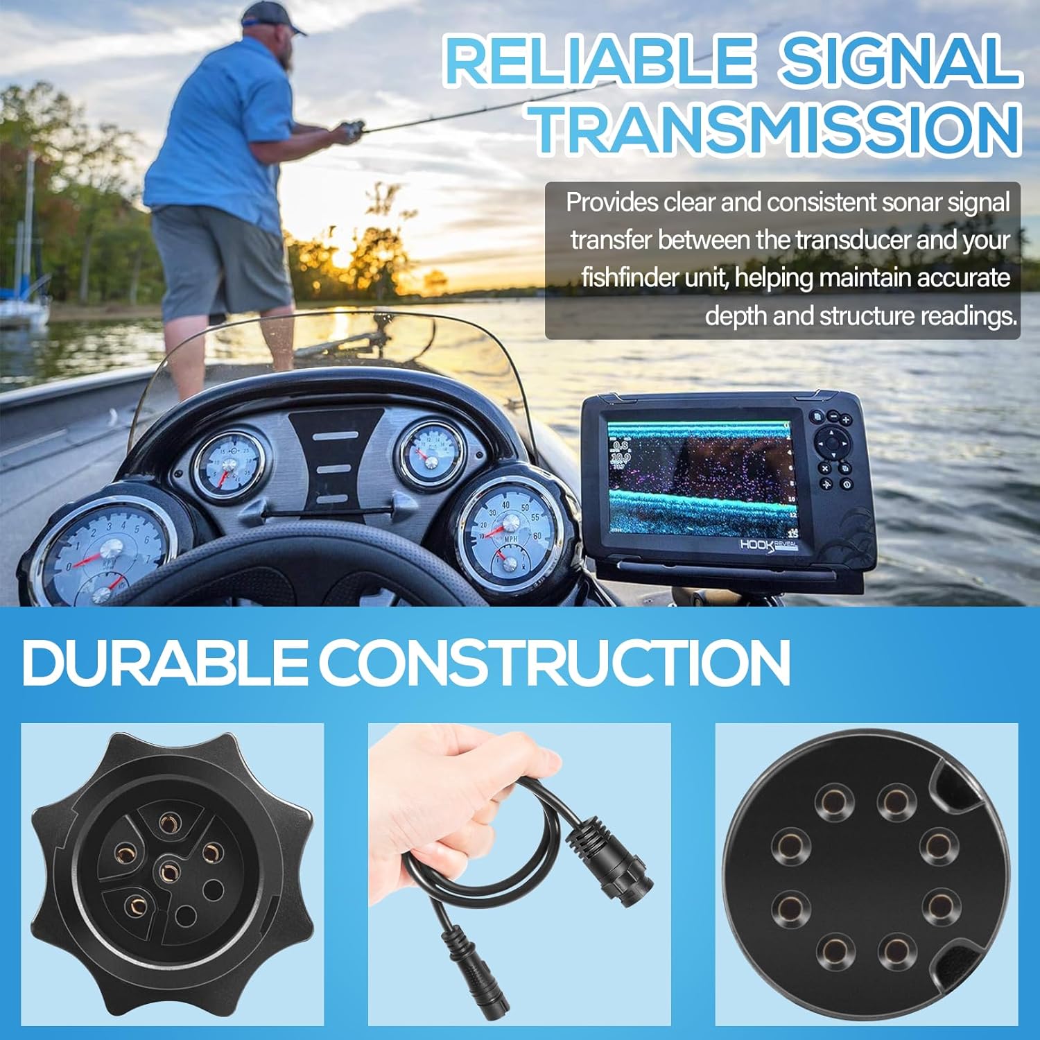 TM 000-14068-001 7ピン トランスデューサー - Fish Finder Lowrance Hook のレビューと価格