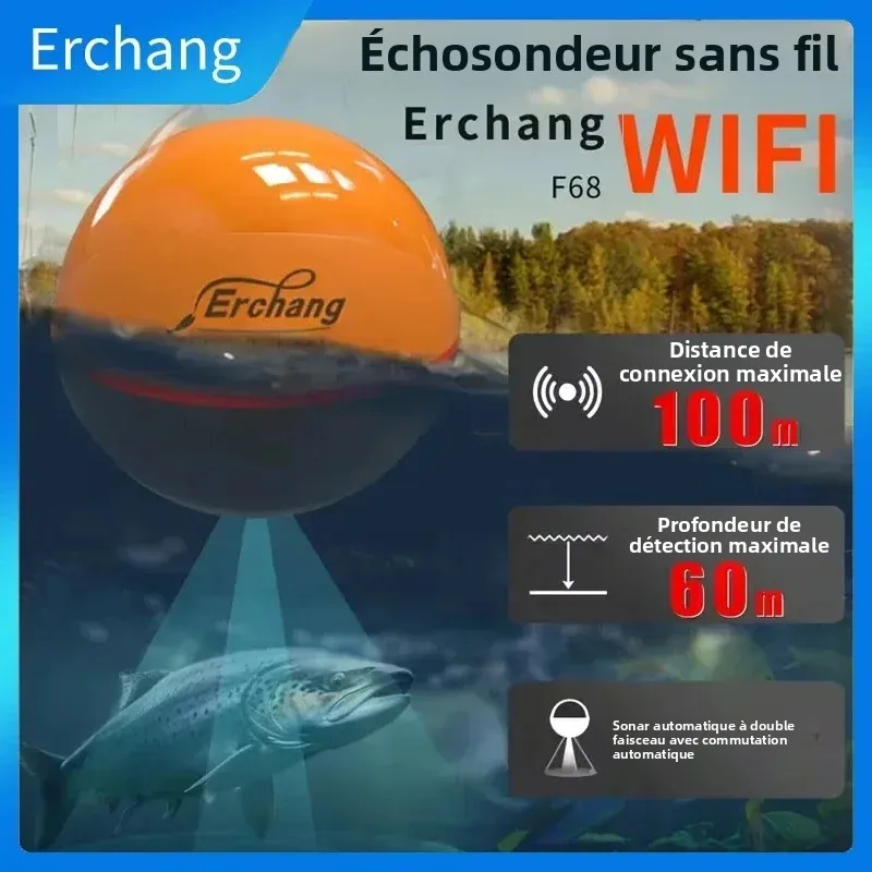 Erchang F68 Wi-Fi魚群探知機 100mワイヤ - Fish Finder Kayak Portable のレビューと価格