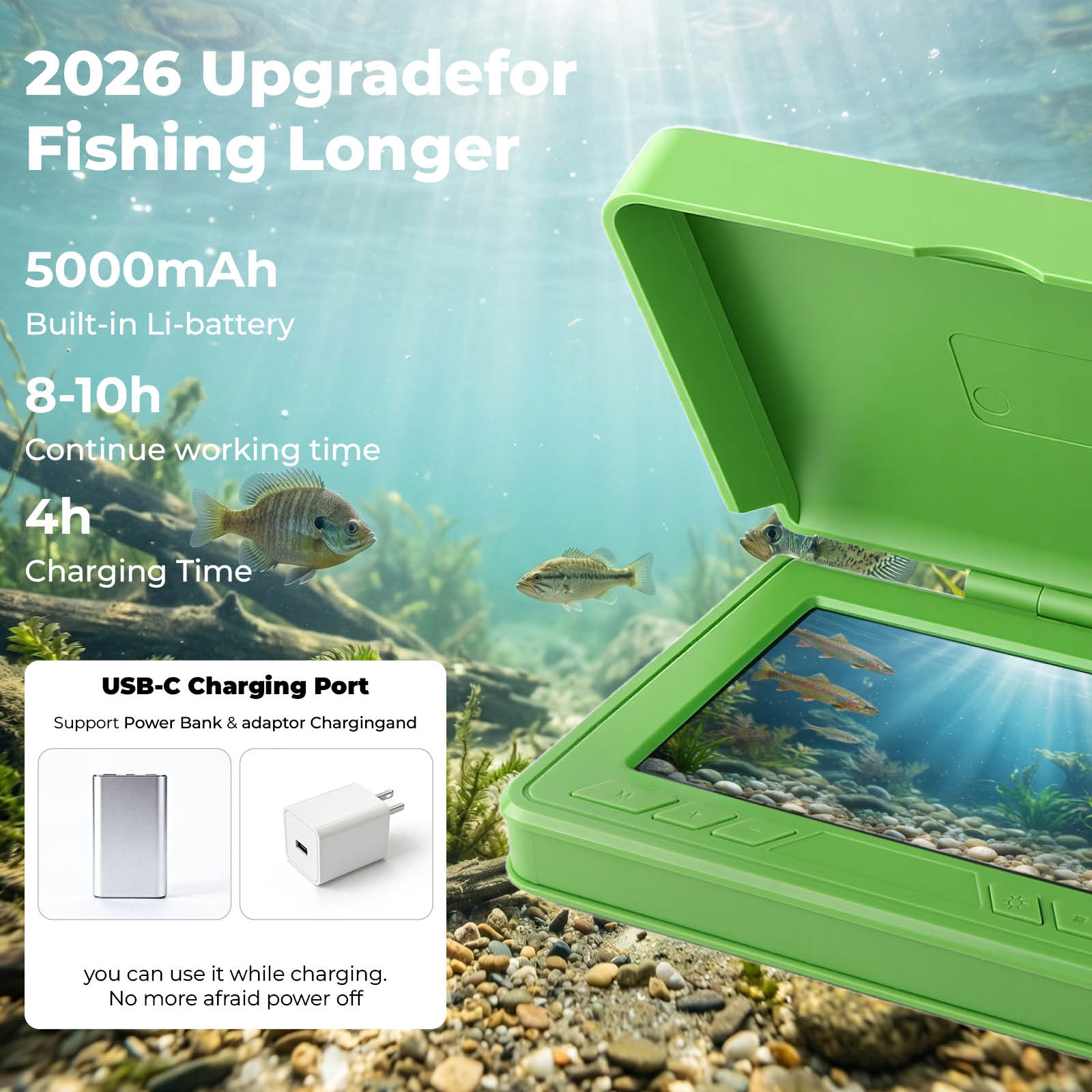 ポータブル水中ビジュアル魚群探知機 4.3インチLCDモニタ - Fish Finder Ice Fishing のレビューと価格