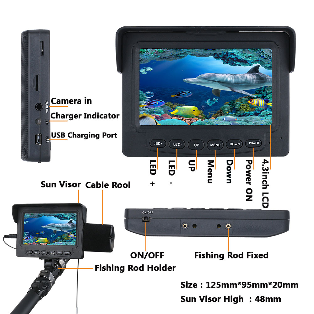 15M 1200TVL水中釣りカメラ、6個の6W IR LE - Fish Finder Ice Fishing のレビューと価格
