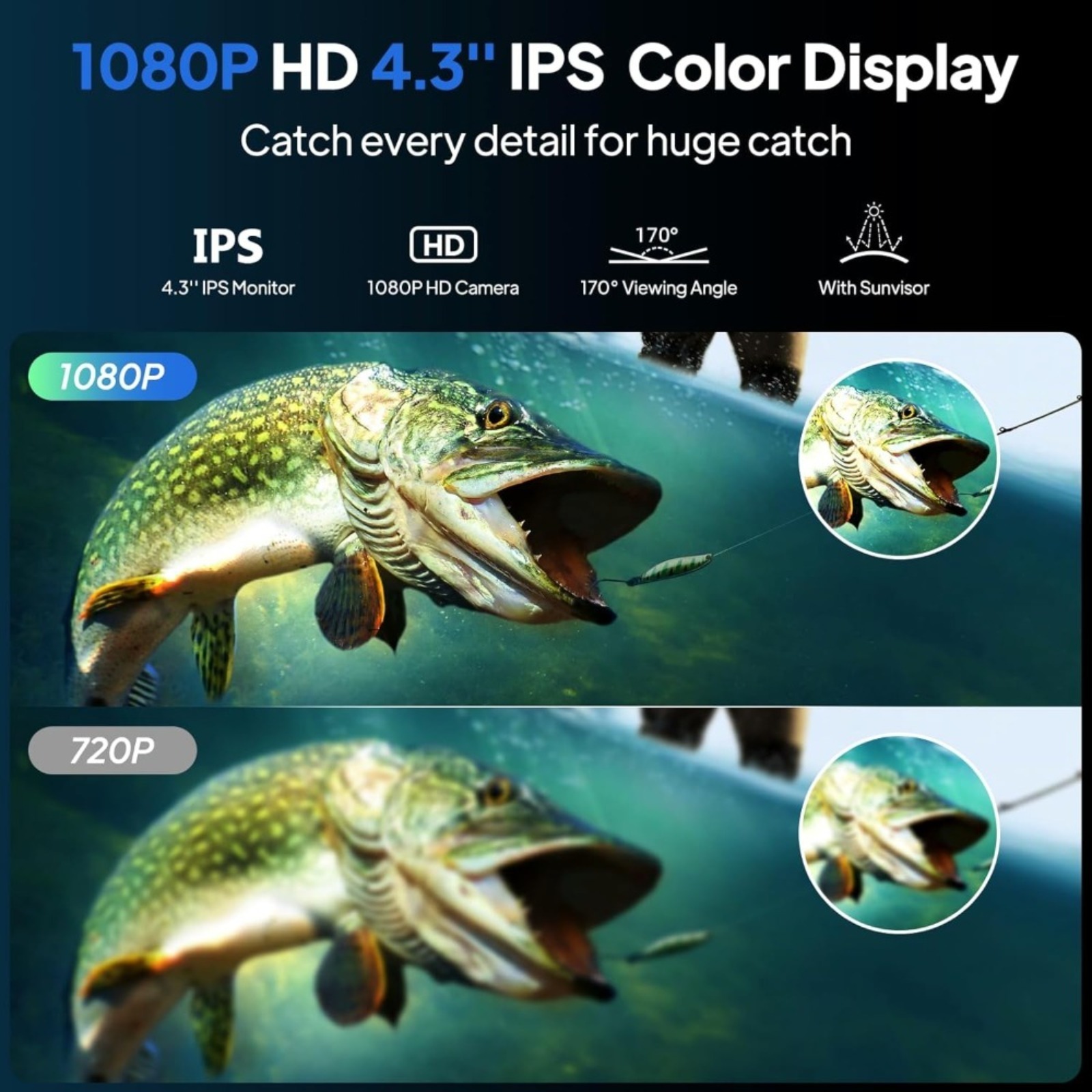 [1080P水中魚群カメラ 2000mAh] 4.3インチ  - Fish Finder Kayak Portable のレビューと価格