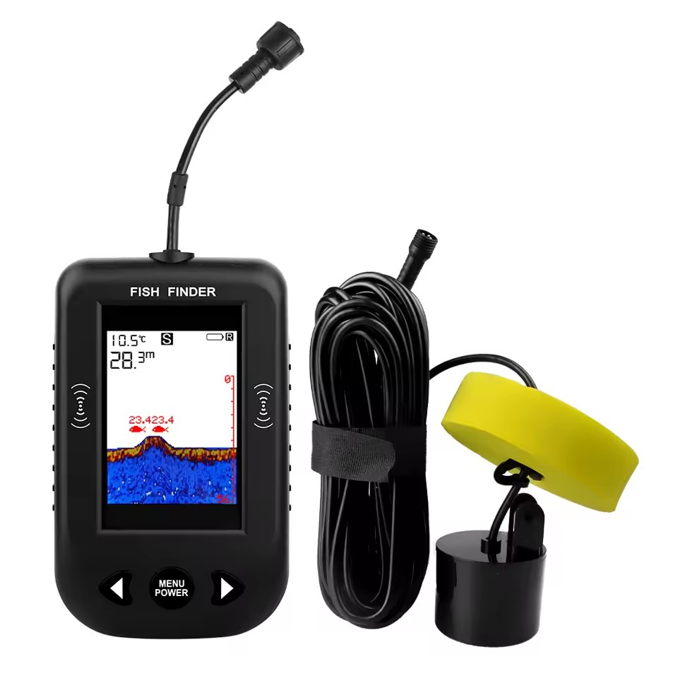 アラーム 100 メートルポータブルソナー魚群探知機 45  - Fish Finder Transducer 200Khz のレビューと価格