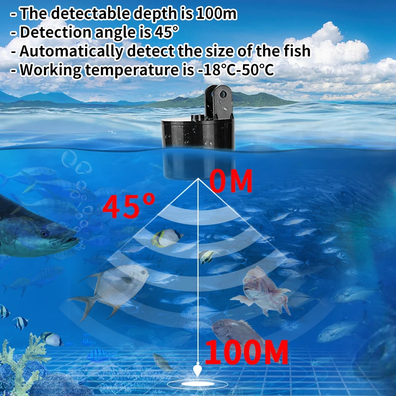 アラーム 100 メートルポータブルソナー魚群探知機 45  - Fish Finder Transducer 200Khz のレビューと価格