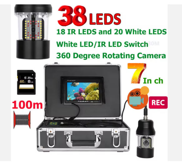 釣りビデオ 魚 38 LED 360度回転 7インチ高解像度 - Fish Finder Sonar Gps 7 Inch のレビューと価格