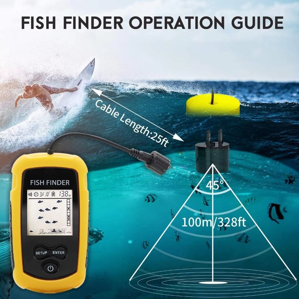 携帯型ポータブル魚群探知機 LCDスクリーン搭載 ワイヤレス - Fish Finder Castable Wireless のレビューと価格