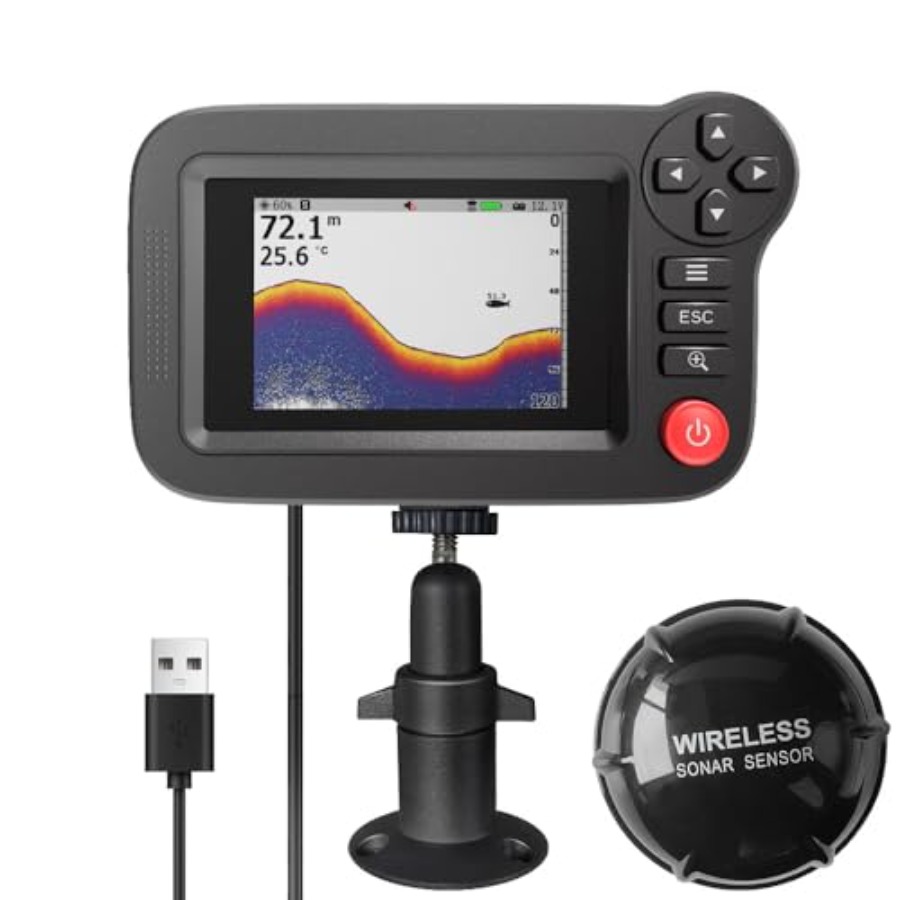 カヤック釣り用ハンドヘルド魚群探知機：ABS樹脂製、黒色、ポ - Fish Finder Kayak Portable のレビューと価格