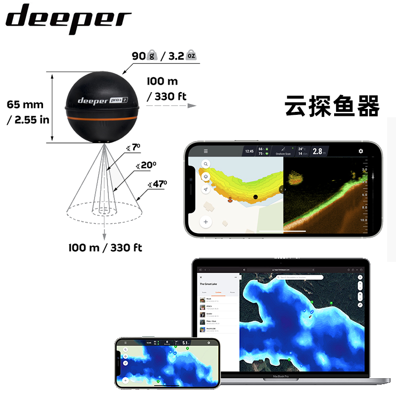 DEEPER スマートソナー Chirp+3 + リモコン付 - Chirp Sonar Fish Finder のレビューと価格