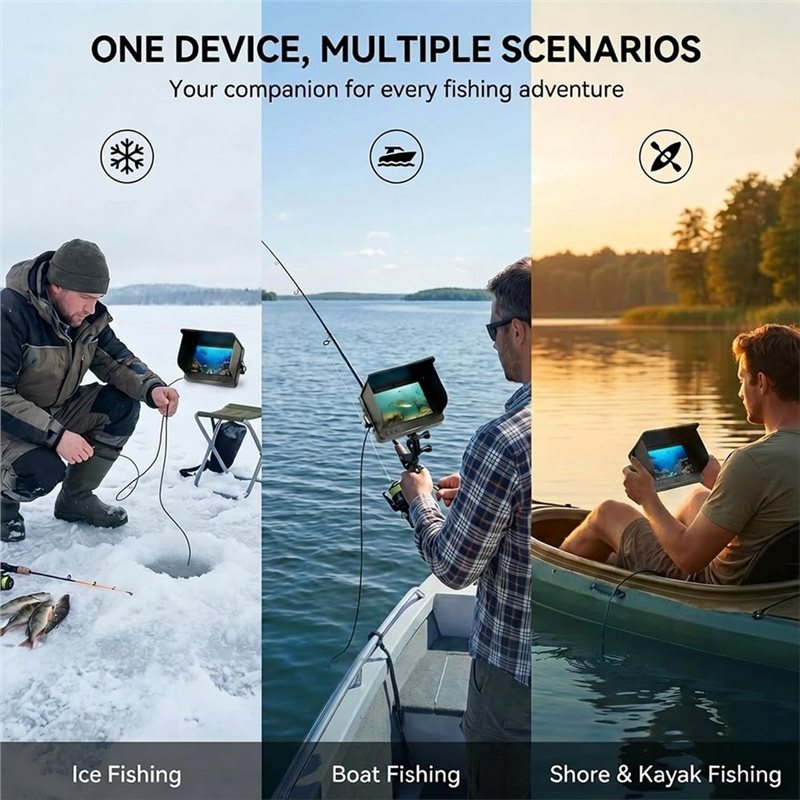 A07T-水中魚群探知カメラ：220 °   広角レンズ/携 - Fish Finder Kayak Portable のレビューと価格