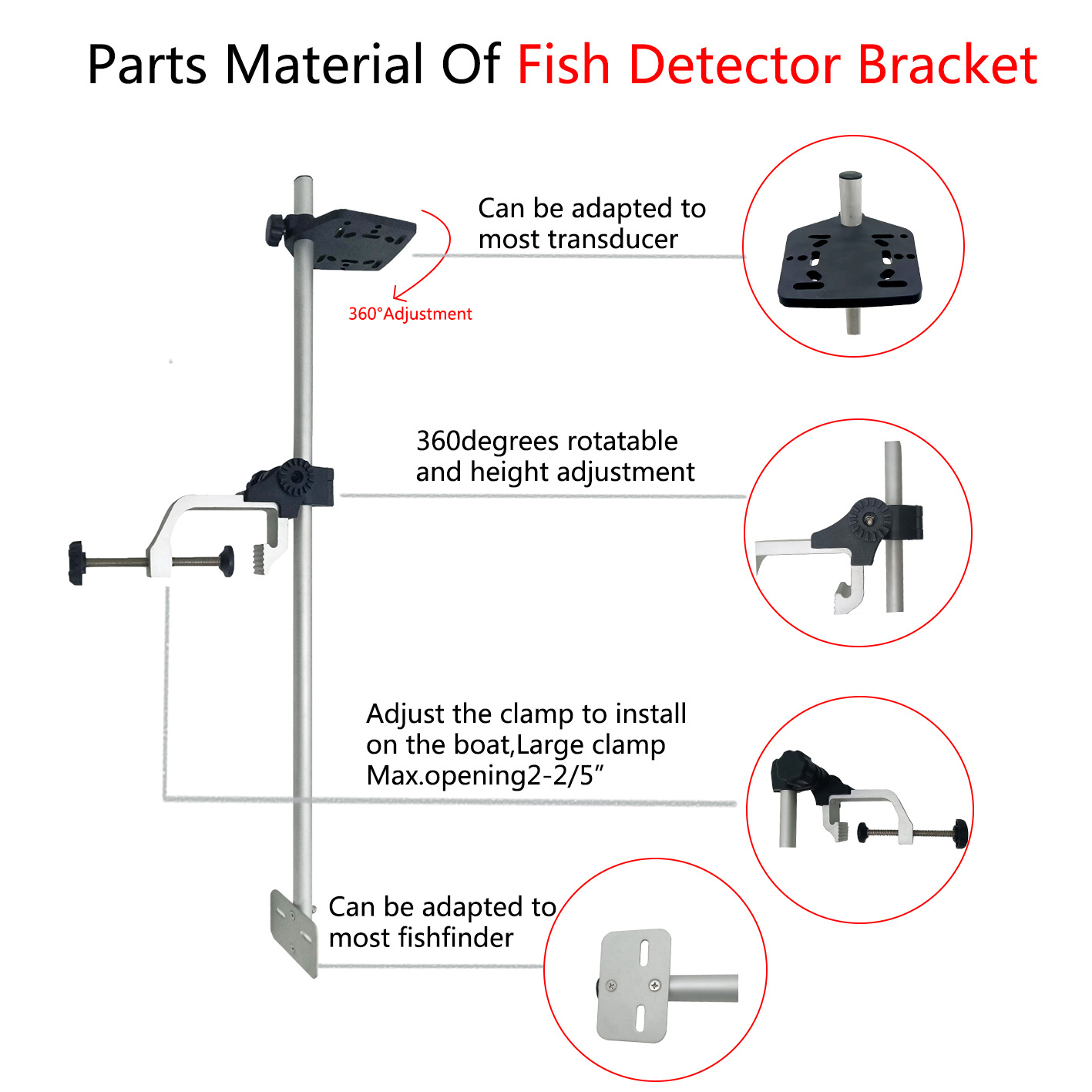 ユニバーサルアルミトランスデューサーブラケット カヤック カ - Fish Finder Transducer Mount のレビューと価格
