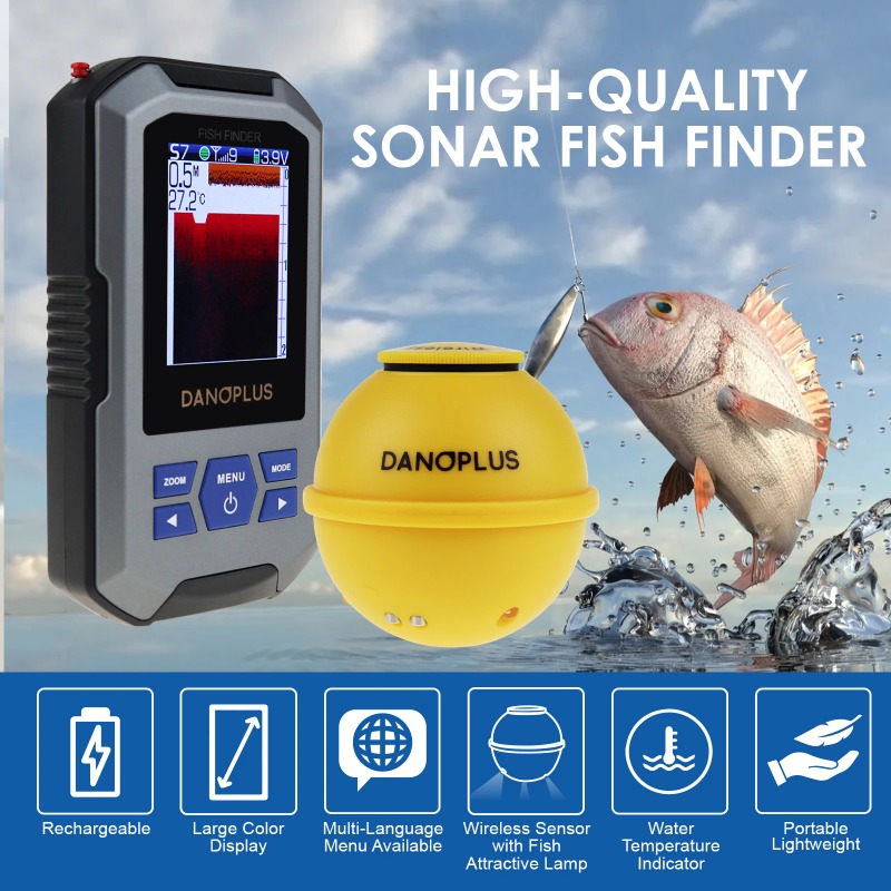 ポータブルワイヤレス魚群探知機カラーLCDソナーセンサー20 - Fish Finder Kayak Portable のレビューと価格