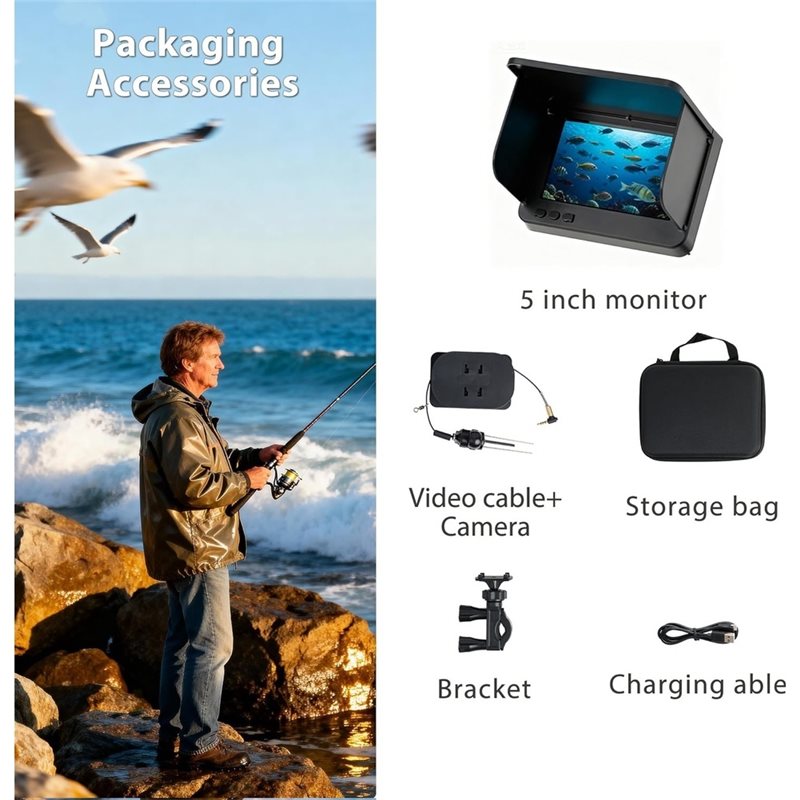 優れた水中魚群探知カメラ：220 °   広角レンズ/携帯型 - Fish Finder Kayak Portable のレビューと価格